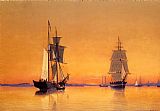 William Bradford Ships in Boston Harbor at Twilight painting